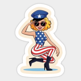 4th Of July Pin Up Girl Sticker